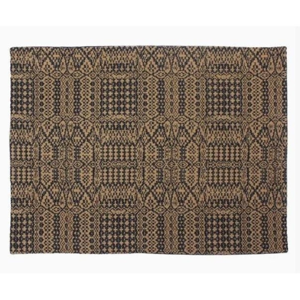 Primitive Colonial Birmingham Coverlet Black‎ & Nutmeg Placemat 14x18" NEW